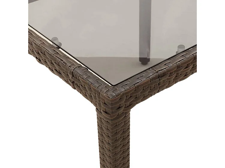 Ensemble à manger de jardin et coussins 3pcs marron rotin verre