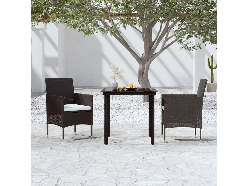 Mobilier de salle à manger de jardin avec coussins 3 pcs Noir 5