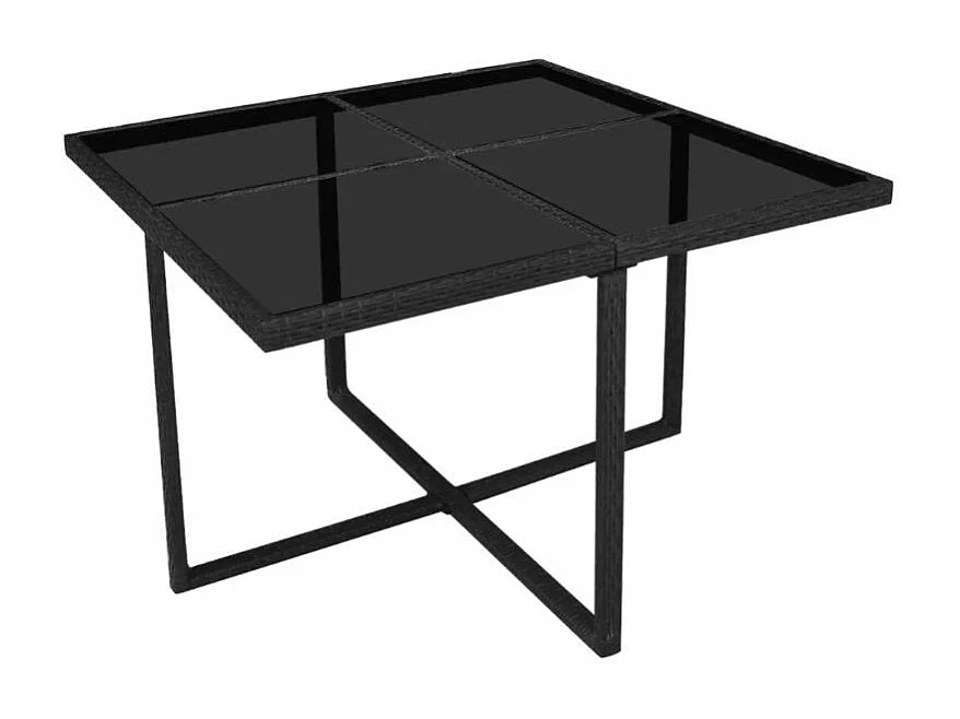 Table carrée et 4 chaises de jardin résine tressée noir Iris 2