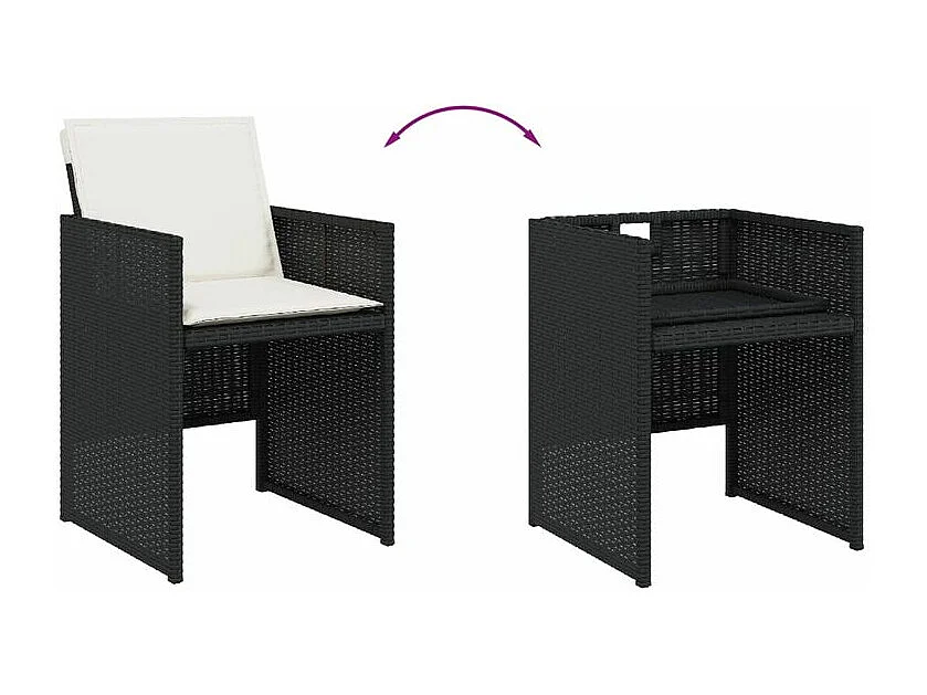 Ensemble à manger de jardin 13 pcs coussins noir résine tressée