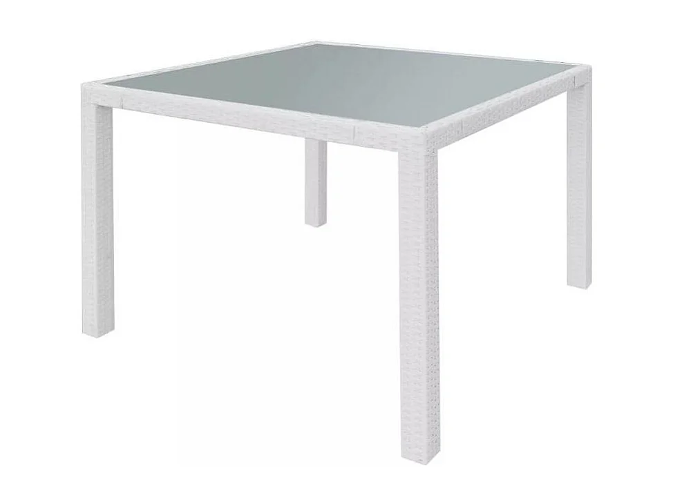 Table carrée et 4 chaises de jardin résine tressée blanc Mik