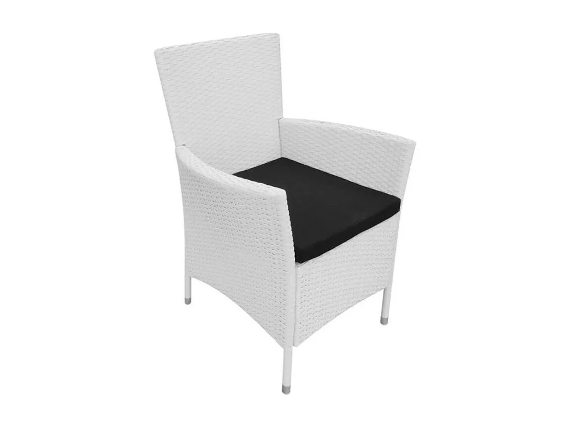 Table carrée et 4 chaises de jardin résine tressée blanc Mik