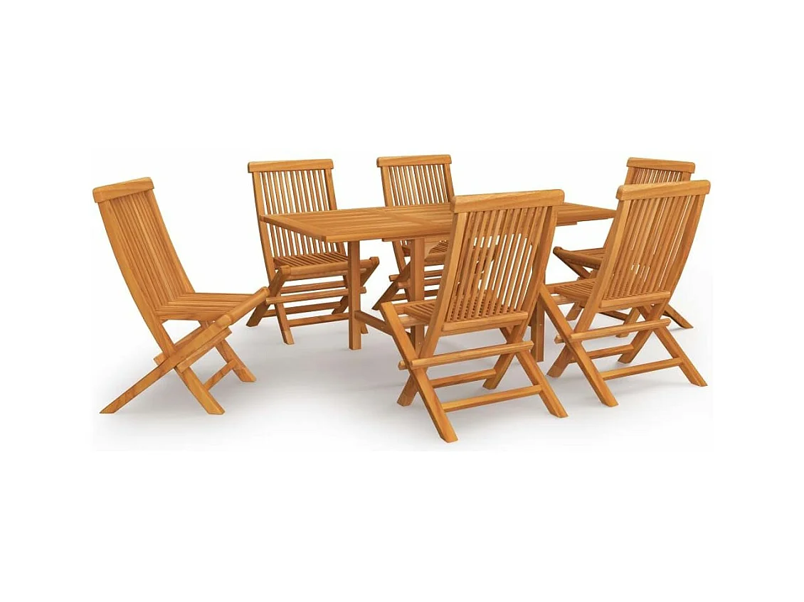 Salon de jardin 7 pcs Bois de teck massif 2