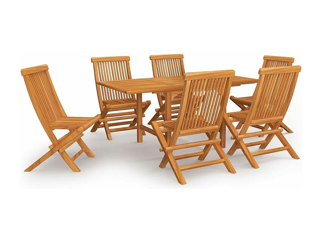 Salon de jardin 7 pcs Bois de teck massif 2