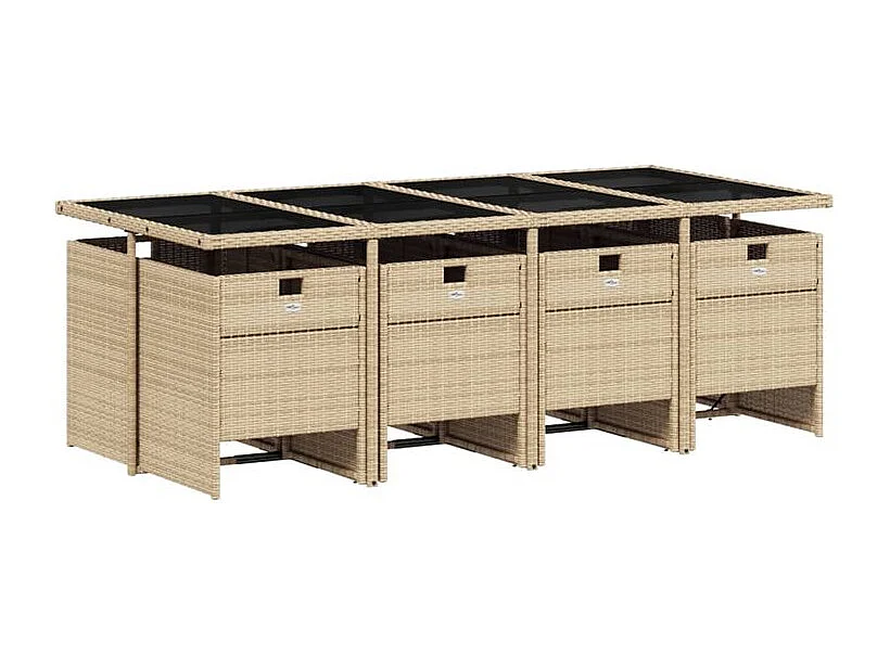 Ensemble à manger de jardin et coussins 9 pcs mélange beige