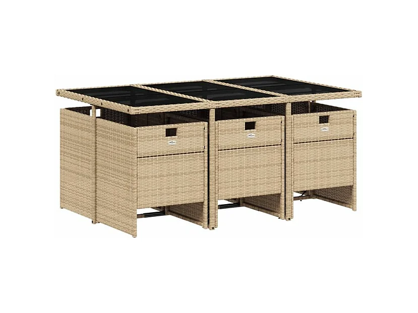 Ensemble à manger de jardin et coussins 7 pcs beige poly rotin