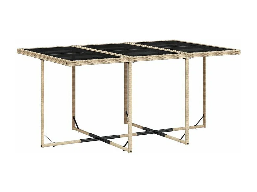 Ensemble à manger de jardin et coussins 7 pcs beige poly rotin