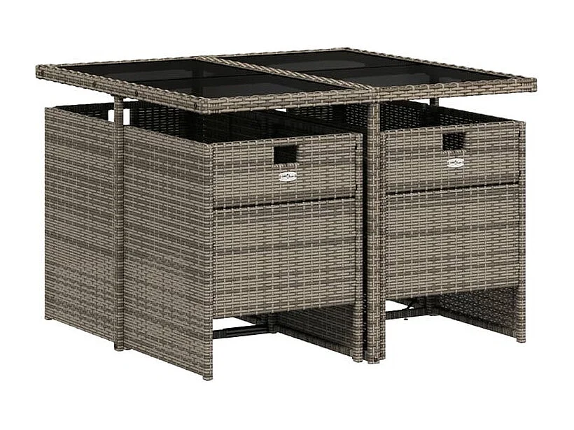 Ensemble à manger de jardin 5 pcs coussins gris résine tressée