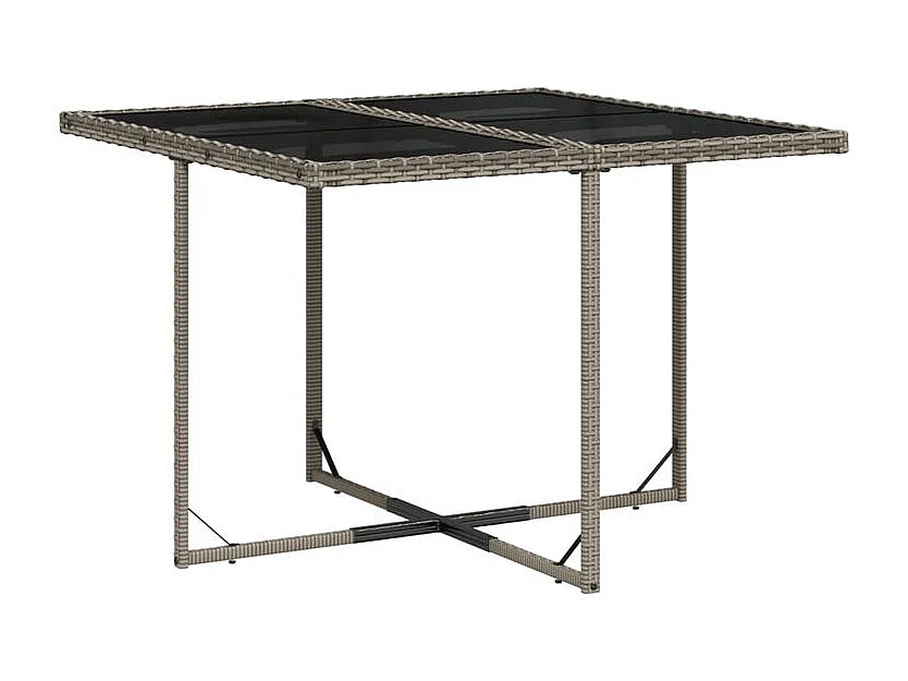 Ensemble à manger de jardin 5 pcs coussins gris résine tressée