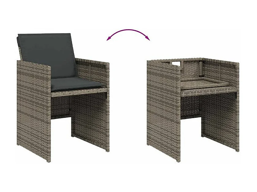 Ensemble à manger de jardin 5 pcs coussins gris résine tressée