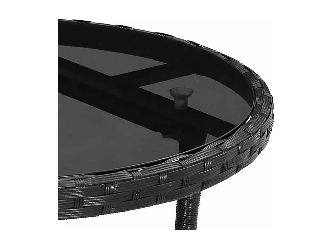 Ensemble à manger de jardin et coussins 3 pcs noir rotin verre