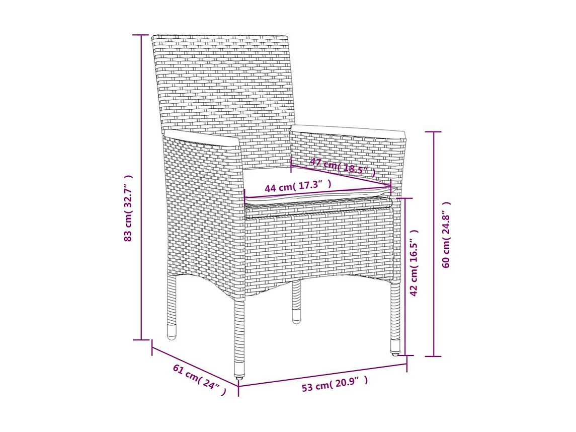 Ensemble à manger de jardin et coussins 3 pcs noir rotin verre