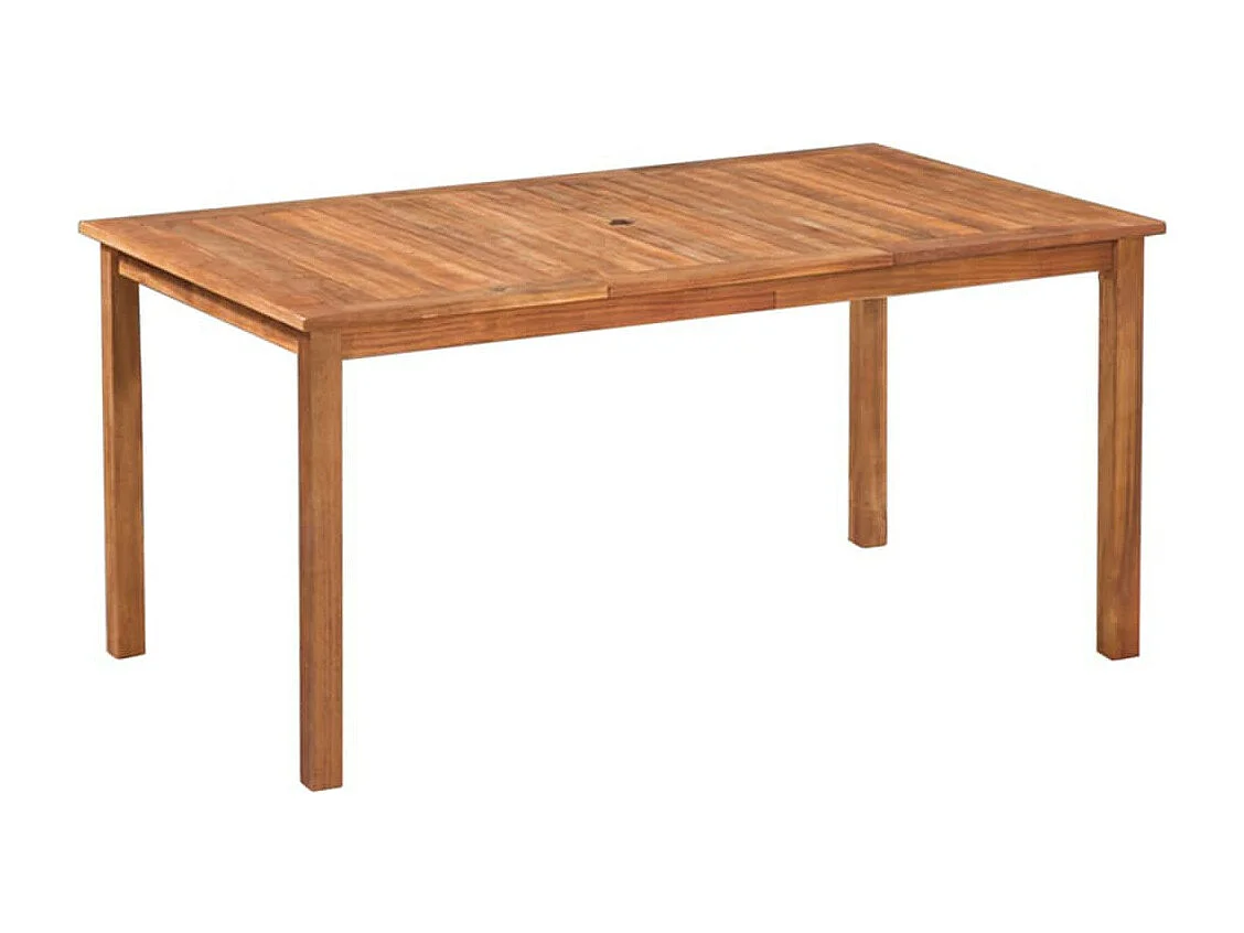 Table rectangulaire et 6 chaises de jardin acacia clair et résine tressée Cassia