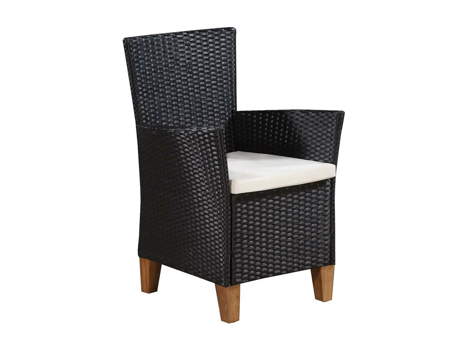 Table rectangulaire et 6 chaises de jardin acacia clair et résine tressée Cassia