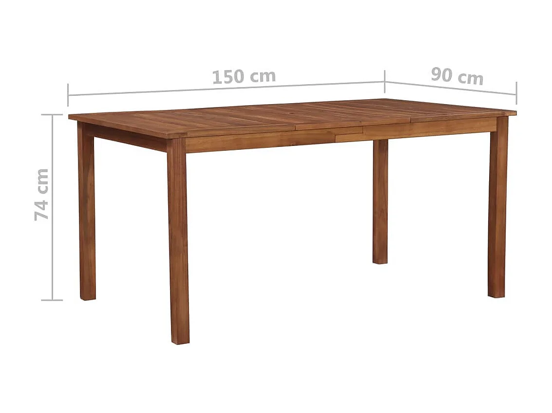 Table rectangulaire et 6 chaises de jardin acacia clair et résine tressée Cassia