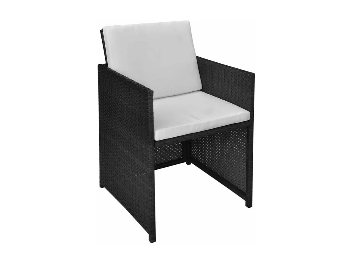 Table rectangulaire et 8 chaises de jardin résine tressée noir Iris 2