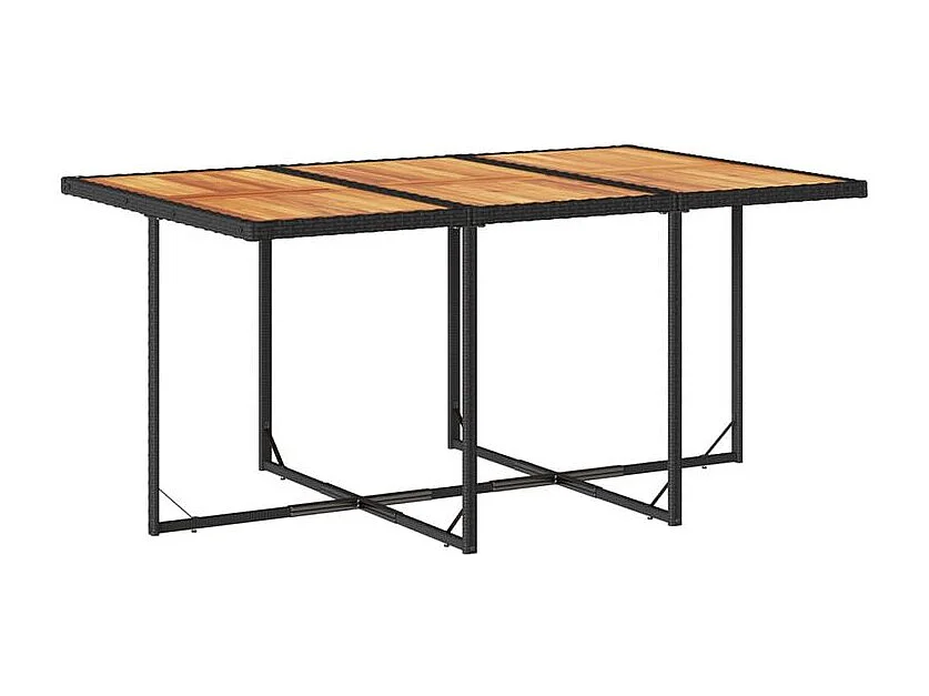 Ensemble à manger de jardin coussins 7pcs Noir Résine tressée