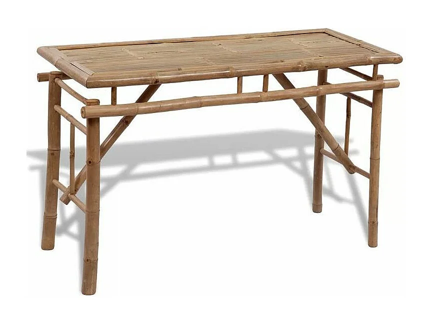 Table rectangulaire et 2 bancs de jardin bambou clair Kyca