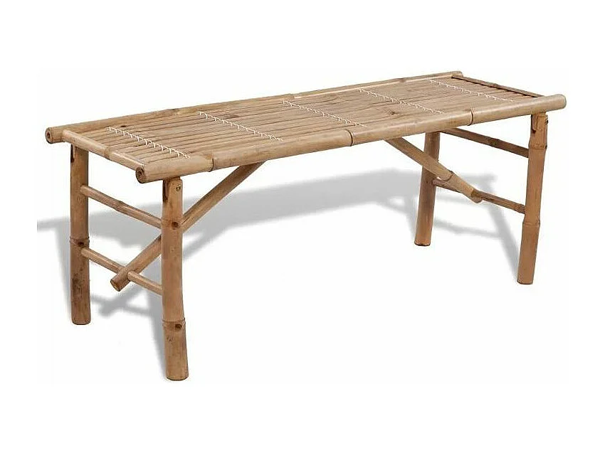 Table rectangulaire et 2 bancs de jardin bambou clair Kyca