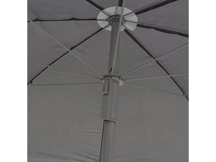 Table ronde avec parasol et 4 chaises de jardin métal gris Castle