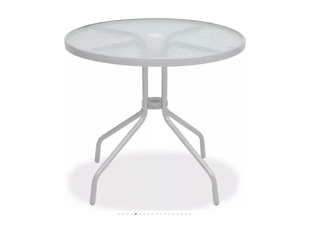 Table ronde avec parasol et 4 chaises de jardin métal gris Castle