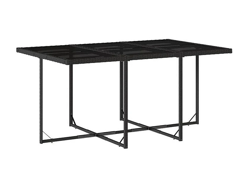 Ensemble à manger de jardin coussins 7pcs Noir Résine tressée