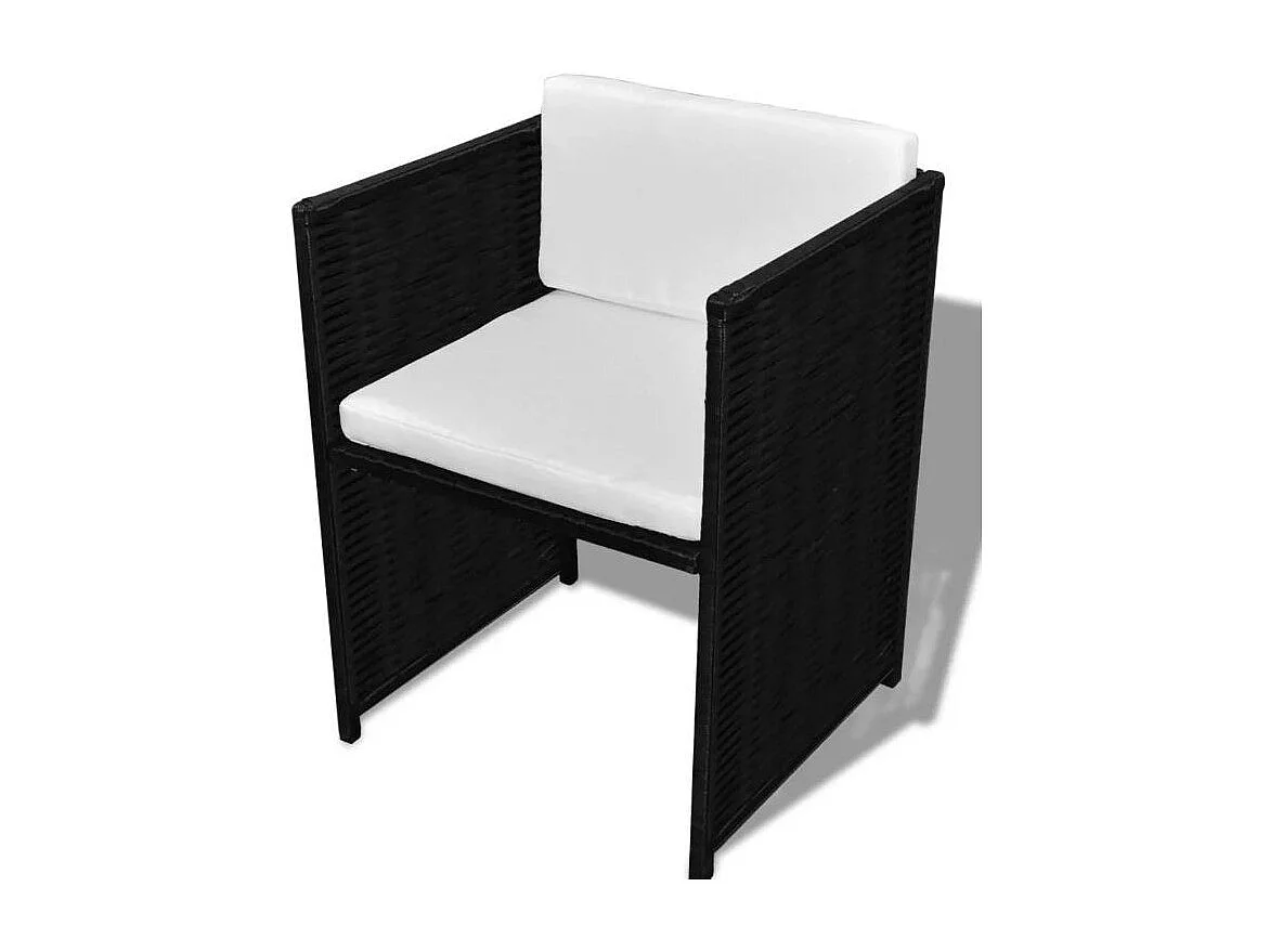 Table rectangulaire et 2 chaises de jardin résine tressée noir Boo