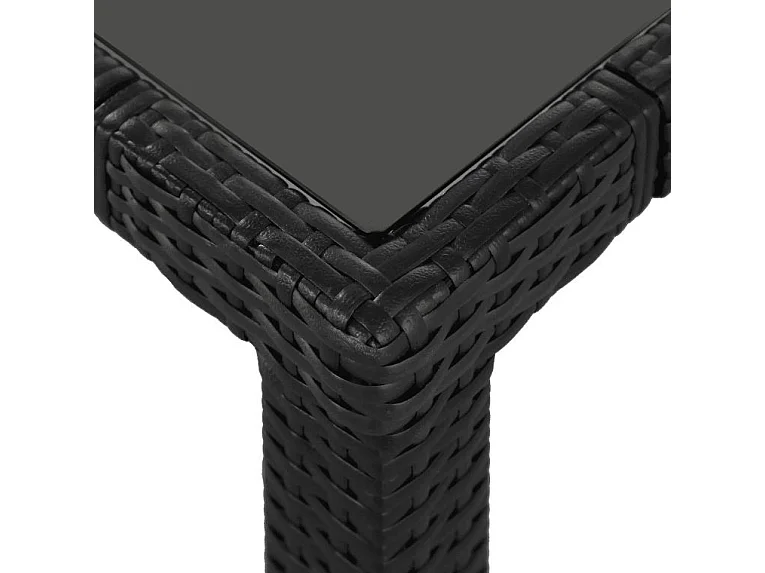Table rectangulaire et 6 chaises de jardin résine tressée noir coussins gris Kaila