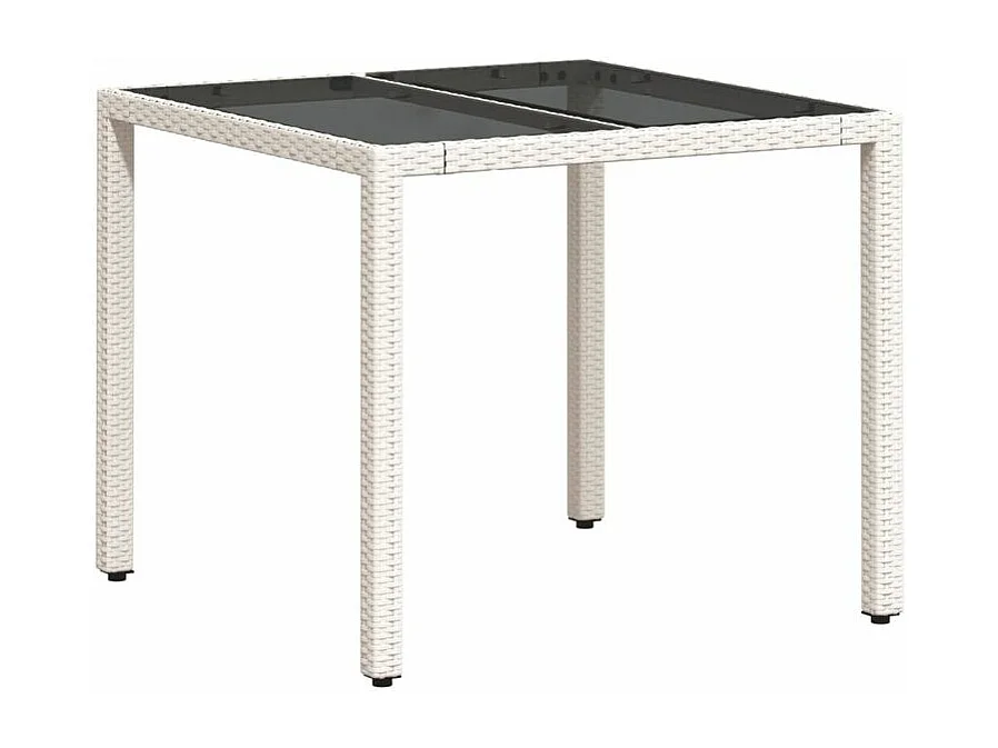 Ensemble à manger de jardin et coussins 3 pcs blanc rotin verre