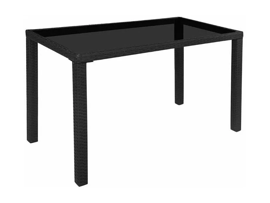 Table rectangulaire et 2 chaises de jardin résine tressée noir Chaz