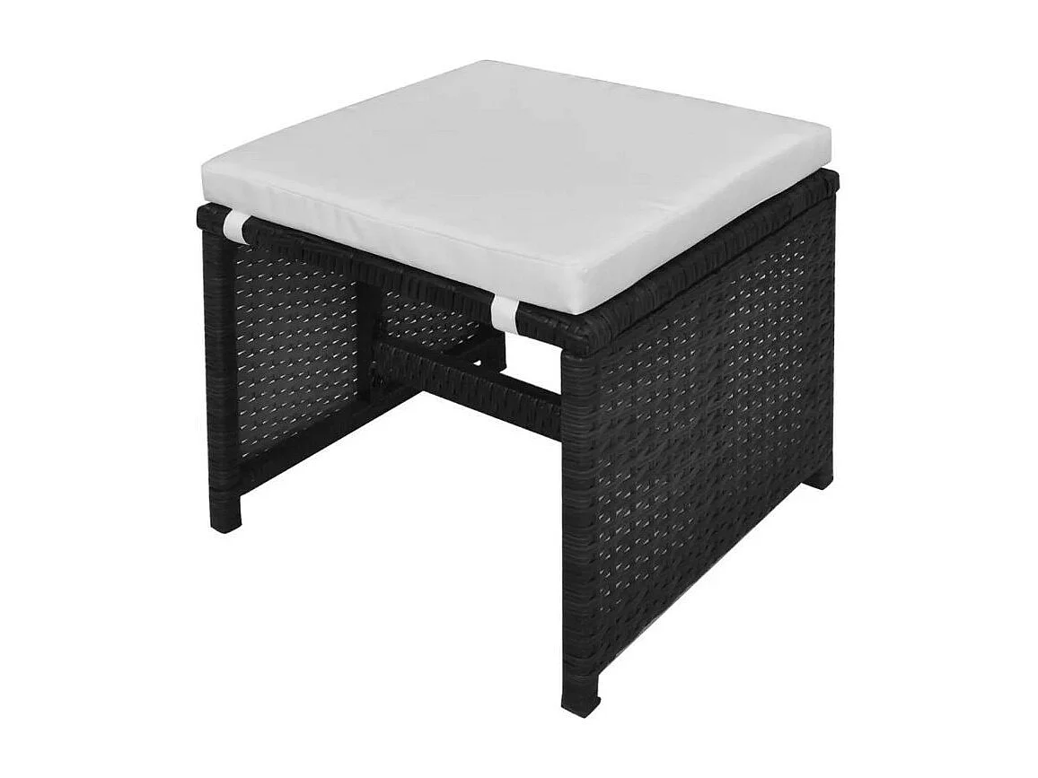 Table rectangulaire et 2 chaises de jardin résine tressée noir Chaz