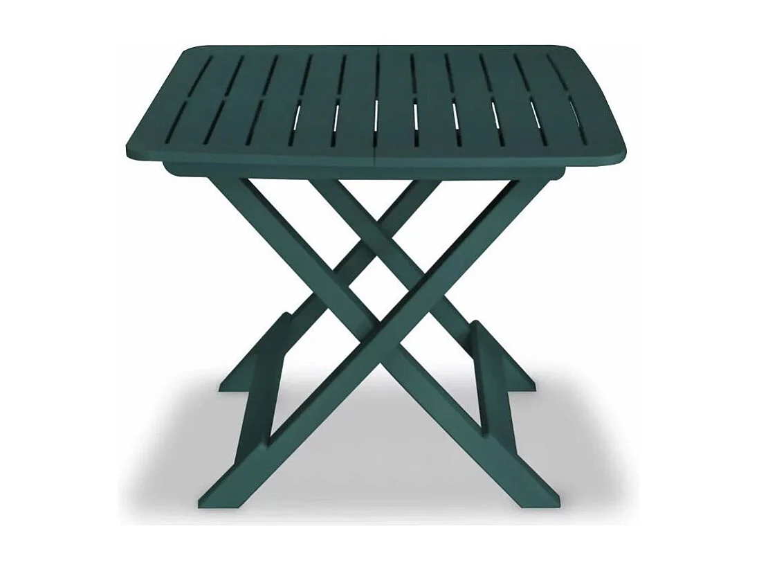 Table rectangulaire et 2 chaises de jardin plastique vert Camille