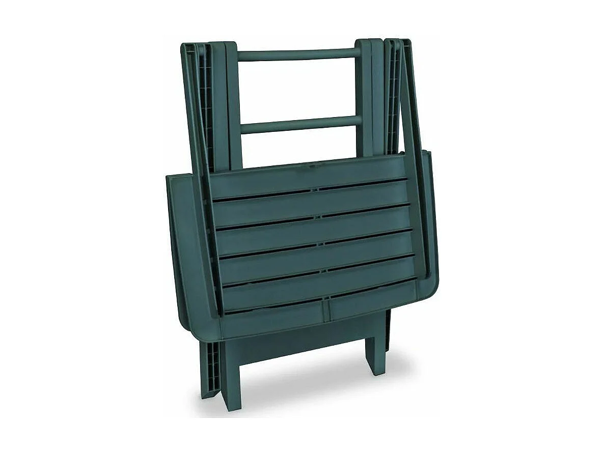 Table rectangulaire et 2 chaises de jardin plastique vert Camille