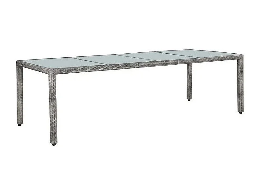Table rectangulaire et 10 chaises de jardin résine tressée gris Mik