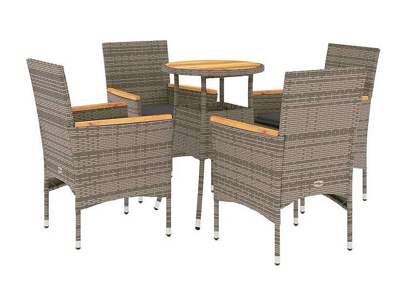 Ensemble à manger de jardin et coussins 5 pcs gris rotin acacia