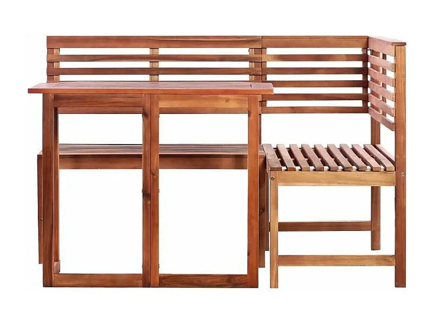 Table rectangulaire et banc d'angle de jardin acacia clair Polina