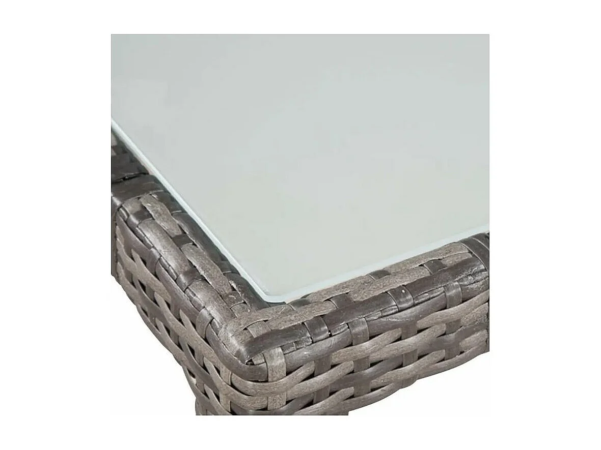 Table rectangulaire et 6 chaises de jardin résine tressée gris Mik
