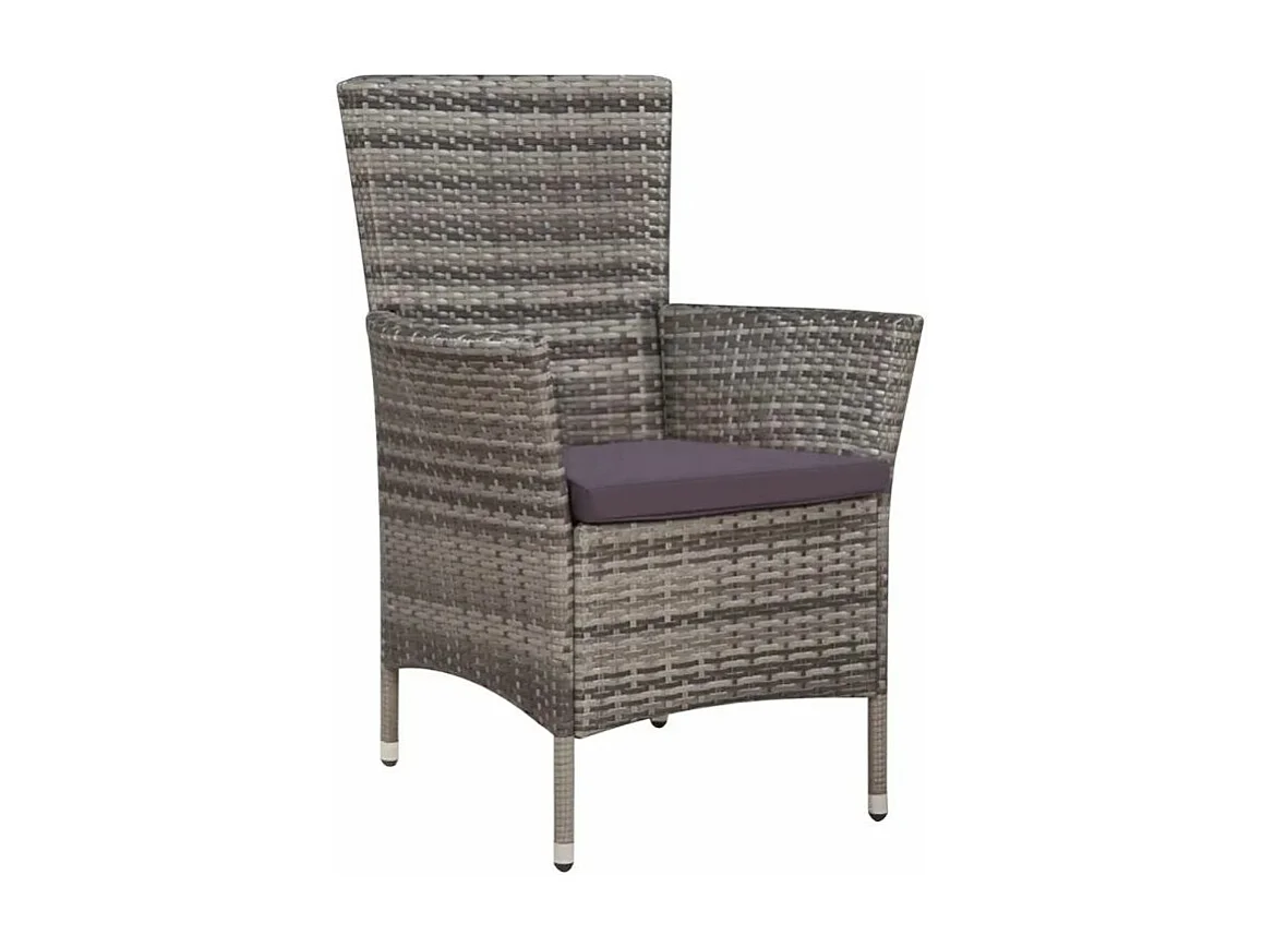 Table rectangulaire et 6 chaises de jardin résine tressée gris Mik