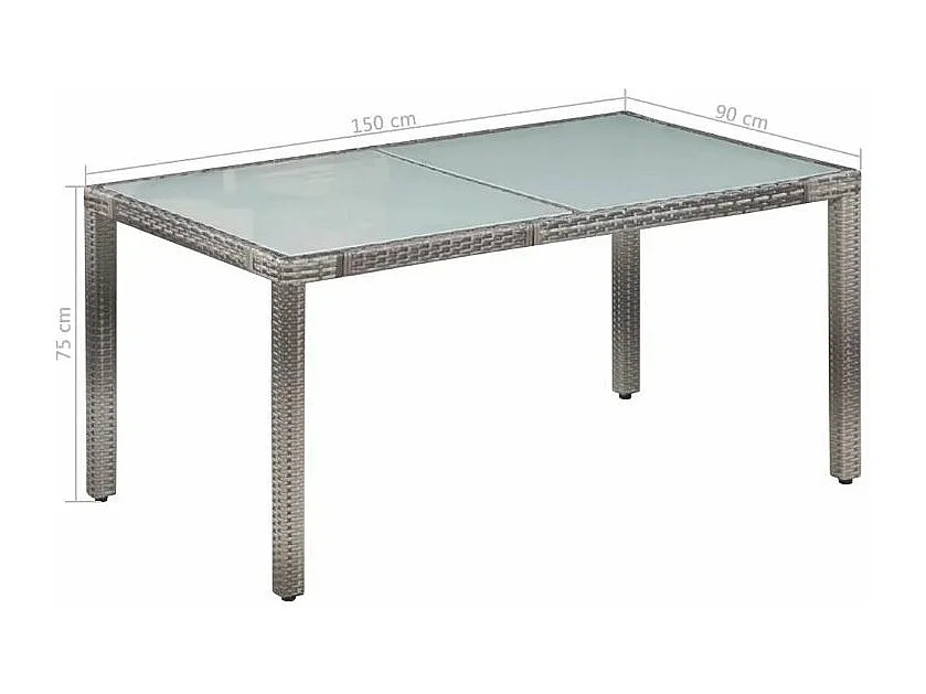 Table rectangulaire et 6 chaises de jardin résine tressée gris Mik