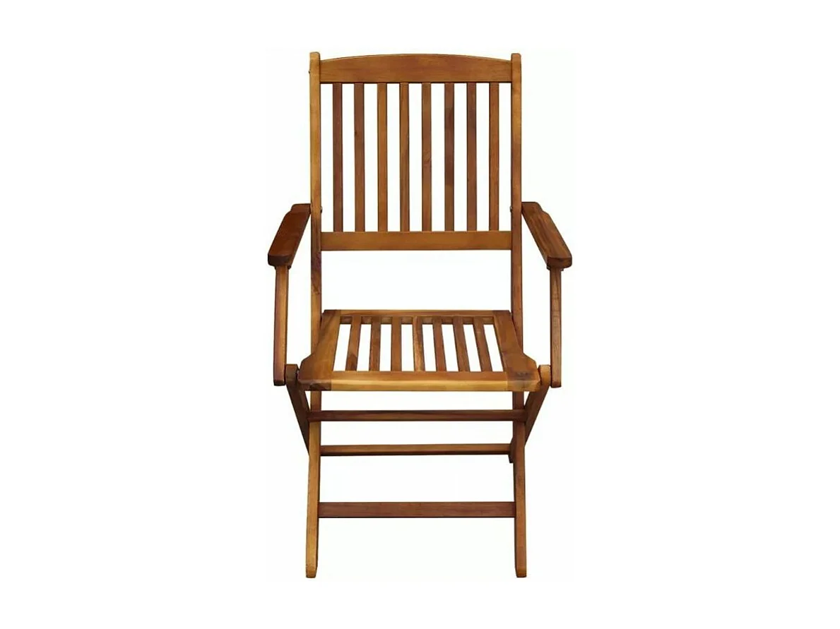 Table ronde et 2 chaises de jardin acacia clair Polina