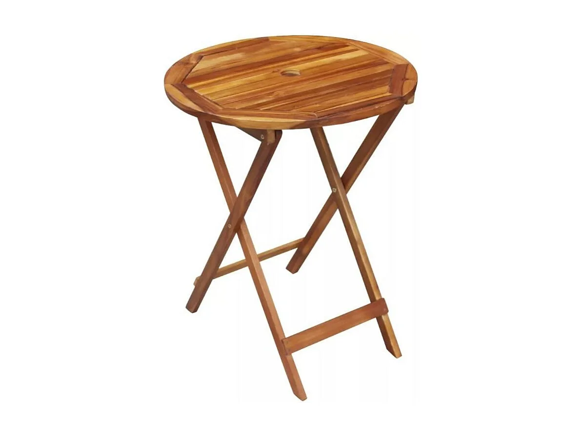 Table ronde et 2 chaises de jardin acacia clair Polina