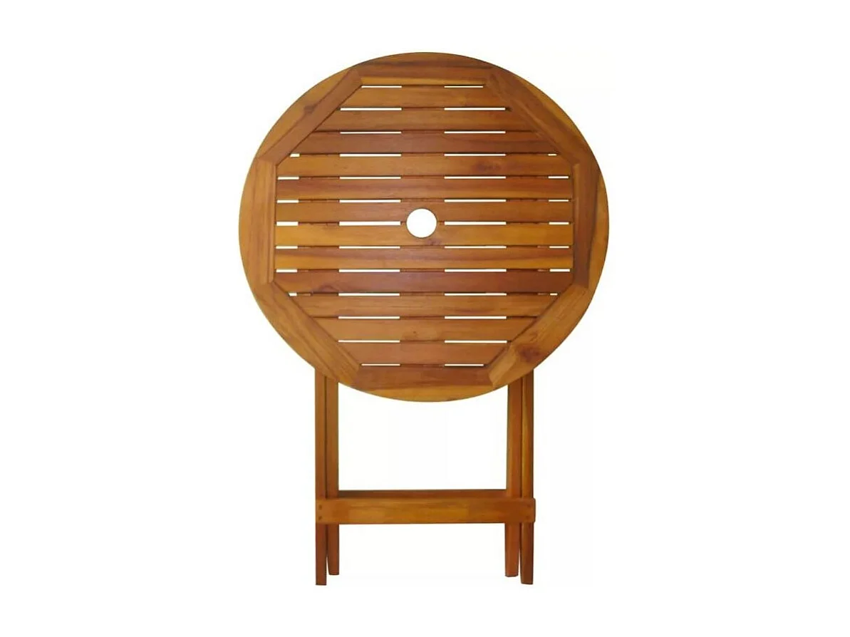 Table ronde et 2 chaises de jardin acacia clair Polina