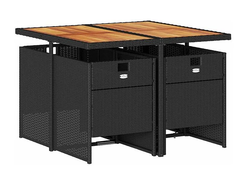 Ensemble à manger de jardin coussins 5pcs Noir Résine tressée