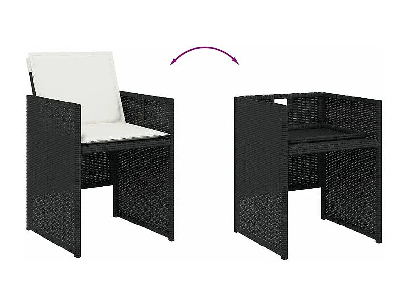 Ensemble à manger de jardin coussins 5pcs Noir Résine tressée