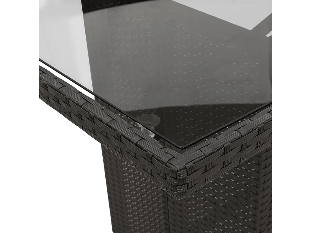 Ensemble à manger de jardin coussins 7pcs Noir Résine tressée