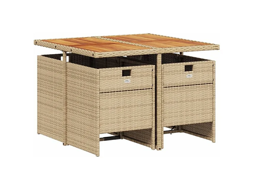 Ensemble à manger de jardin avec coussins 5pcs Beige poly rotin