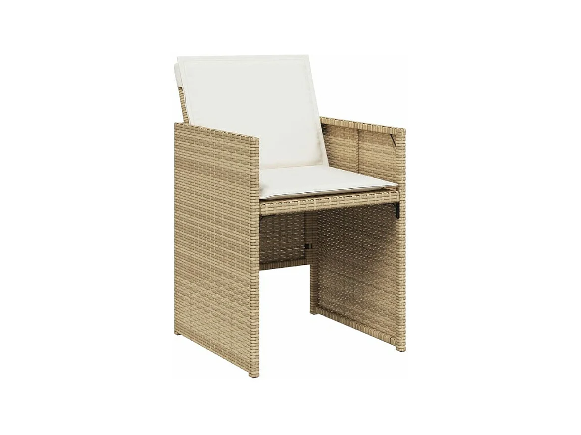 Ensemble à manger de jardin avec coussins 5pcs Beige poly rotin