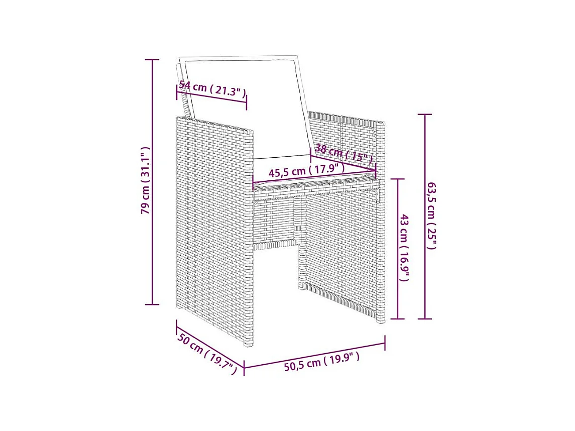 Ensemble à manger de jardin avec coussins 5pcs Beige poly rotin