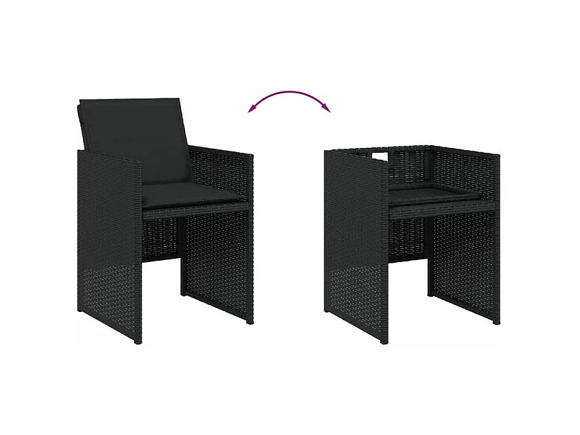 Ensemble à manger de jardin coussins 5pcs Noir Résine tressée
