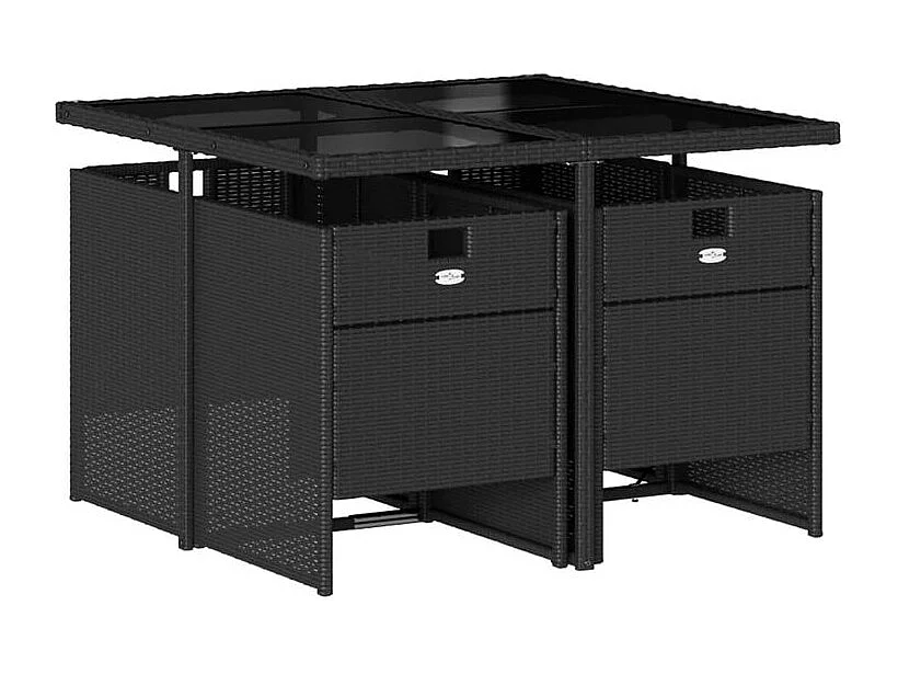 Ensemble à manger de jardin coussins 5pcs Noir Résine tressée